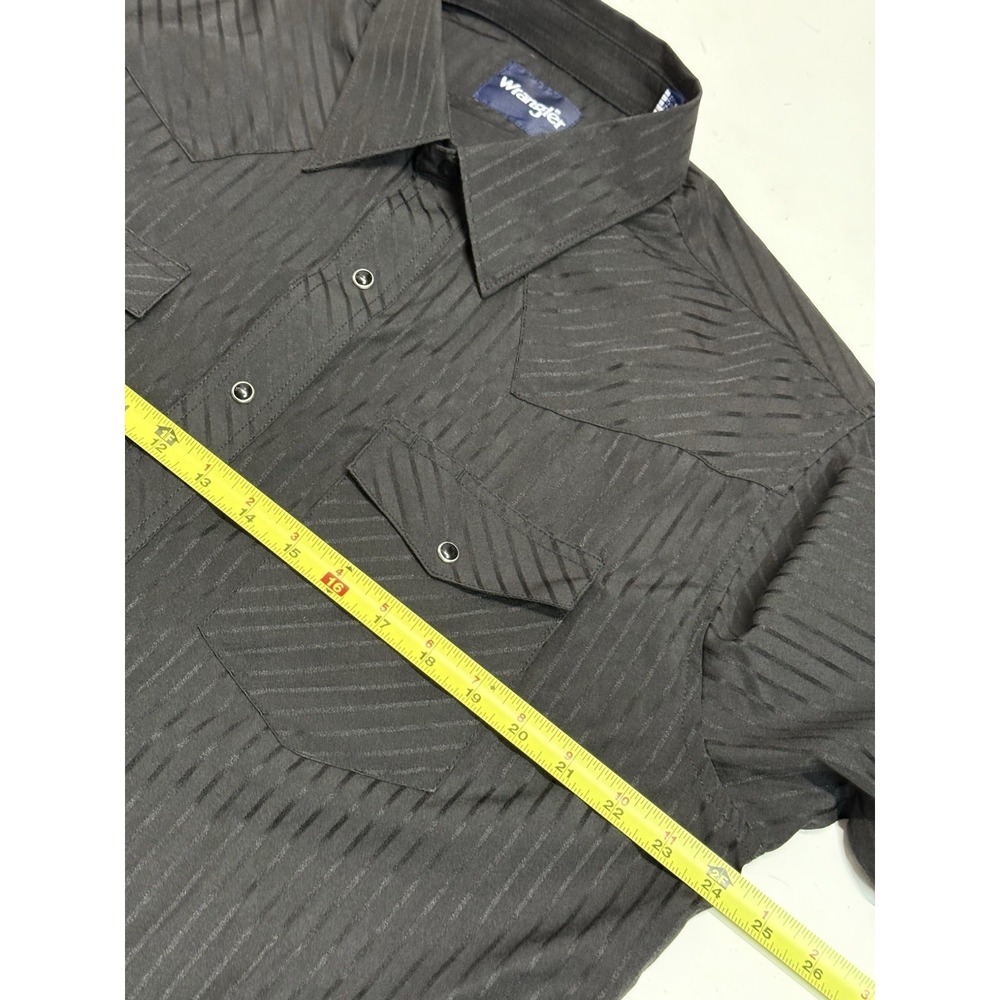 Wrangler Western Pearl Snap Black Striped Rodeo Button Up L/S Mens Large